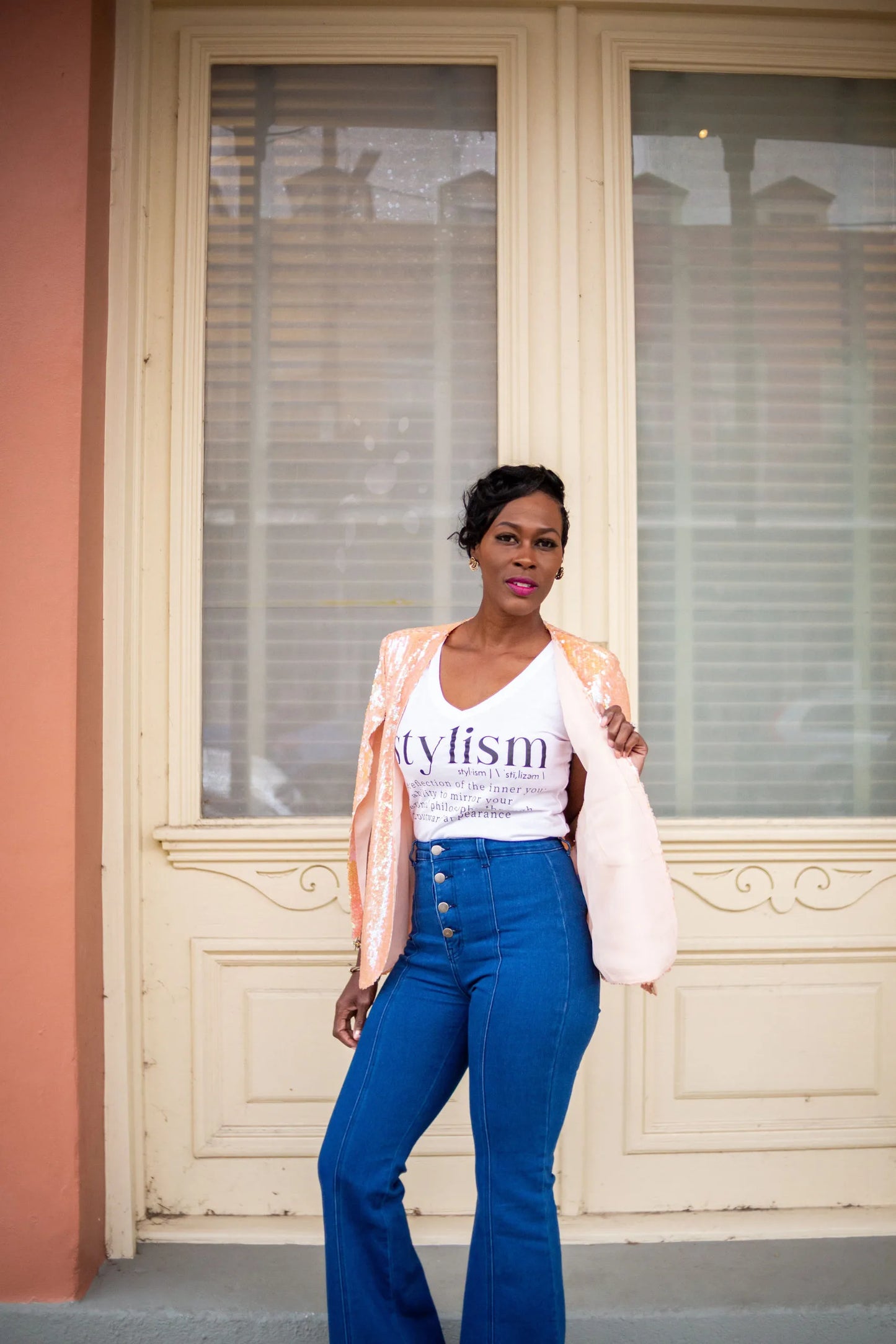 Blush Sequins Cape Jacket image 1