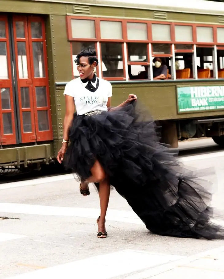 Custom Matte Black Layered Tulle Designer Skirt image 2