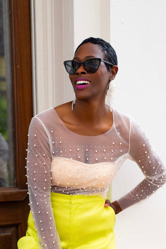 Sheer Pearl Embellished Top image 0