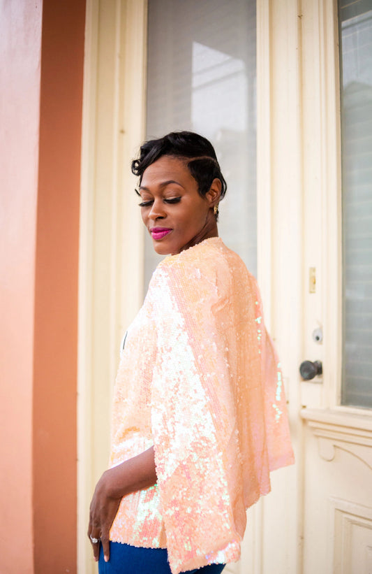 Blush Sequins Cape Jacket image 0