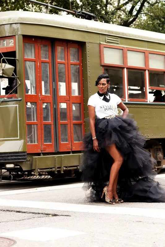 Custom Matte Black Layered Tulle Designer Skirt image 0