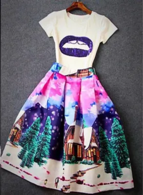 Printed Flare Skirt