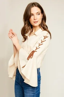 Bell Sleeve with Suede Lace Up
